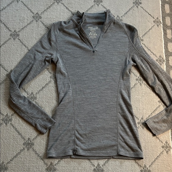 Ibex Woolies 2 Charcoal Merino Wool Long Sleeve Quarter Zip - Picture 1 of 5